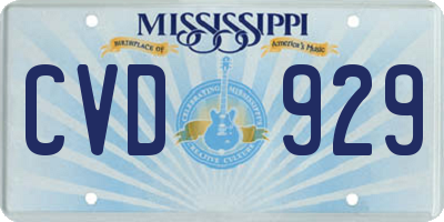 MS license plate CVD929