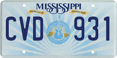 MS license plate CVD931