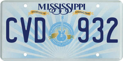 MS license plate CVD932