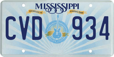 MS license plate CVD934