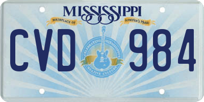 MS license plate CVD984