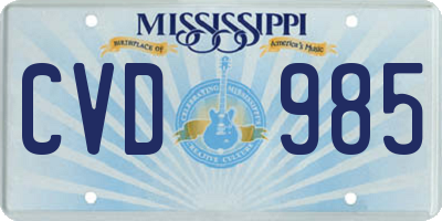 MS license plate CVD985