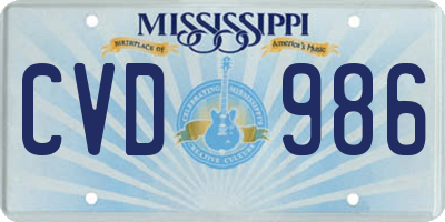 MS license plate CVD986