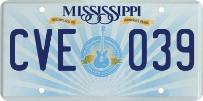 MS license plate CVE039