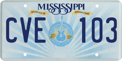 MS license plate CVE103