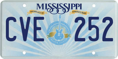 MS license plate CVE252