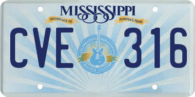 MS license plate CVE316