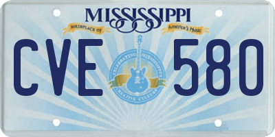 MS license plate CVE580