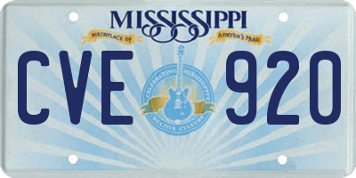 MS license plate CVE920