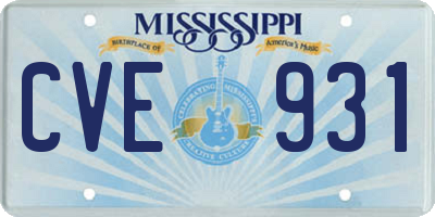 MS license plate CVE931