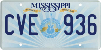 MS license plate CVE936