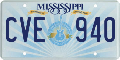MS license plate CVE940