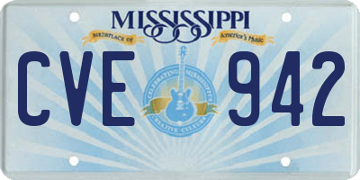 MS license plate CVE942