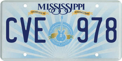 MS license plate CVE978