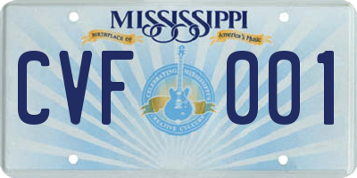 MS license plate CVF001