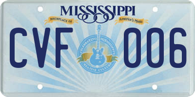 MS license plate CVF006