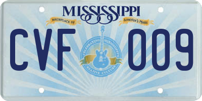 MS license plate CVF009