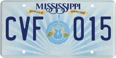 MS license plate CVF015