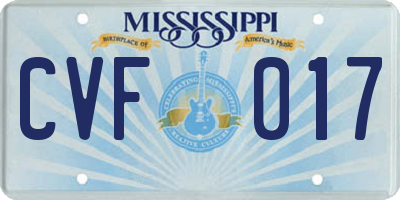 MS license plate CVF017