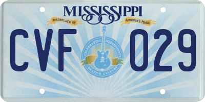 MS license plate CVF029