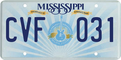 MS license plate CVF031