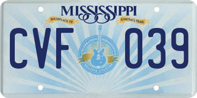 MS license plate CVF039