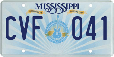 MS license plate CVF041