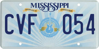MS license plate CVF054