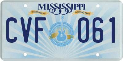 MS license plate CVF061