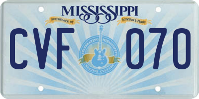 MS license plate CVF070