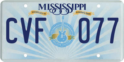 MS license plate CVF077