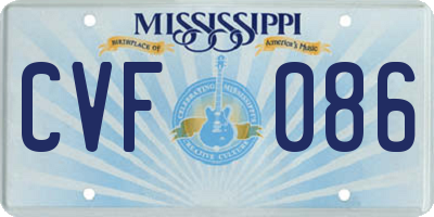 MS license plate CVF086