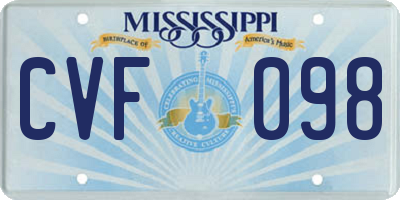MS license plate CVF098