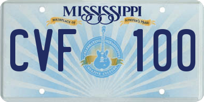 MS license plate CVF100
