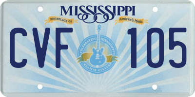 MS license plate CVF105