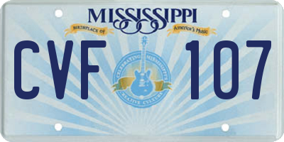 MS license plate CVF107