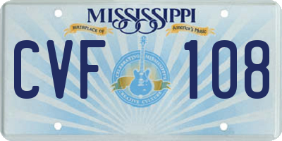 MS license plate CVF108