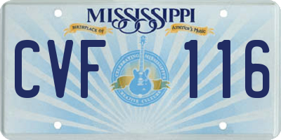 MS license plate CVF116