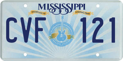 MS license plate CVF121
