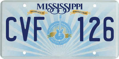 MS license plate CVF126
