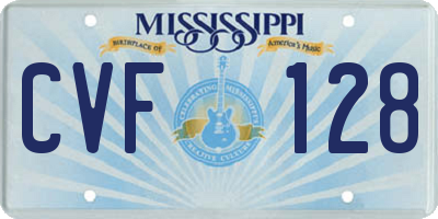 MS license plate CVF128
