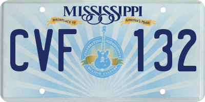 MS license plate CVF132