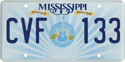 MS license plate CVF133