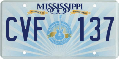 MS license plate CVF137