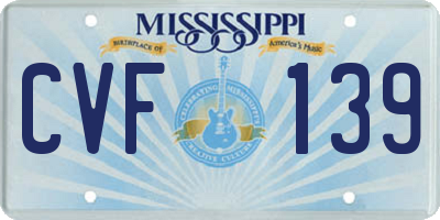 MS license plate CVF139
