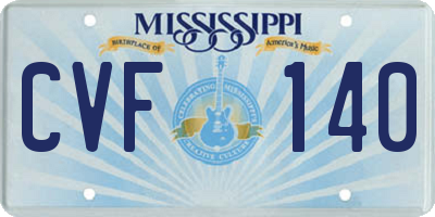 MS license plate CVF140