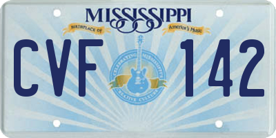 MS license plate CVF142