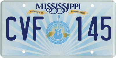 MS license plate CVF145