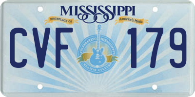 MS license plate CVF179