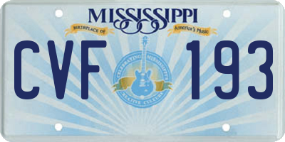 MS license plate CVF193